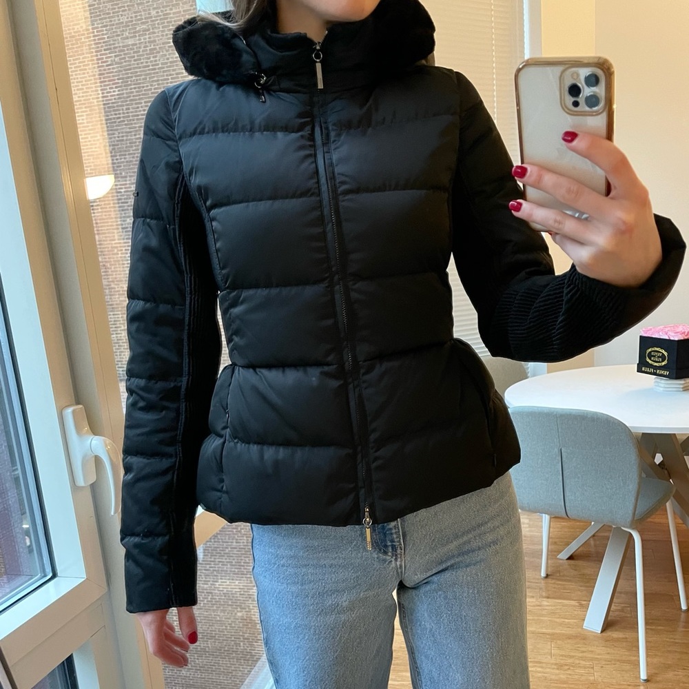 Armani Jeans REAL DOWN Puffer Hooded Jacket in Black - Size 40 / S / US size 4